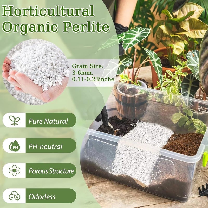 Riare 2 Quarts Organic Perlite for Plants - Horticultural Perlite Soil Amendment for Plants Potting Mix, Natural Chunky Perlite Soil Additive Conditioner Improve Root Growth, Drainage and Ventilation - Image 2